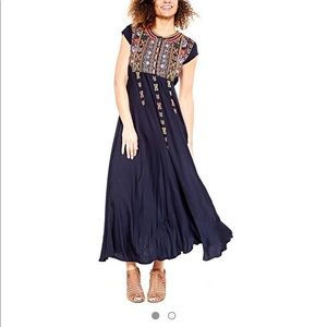 Johnny Was Biya Navy Night Caiman Rayon Maxi Dress